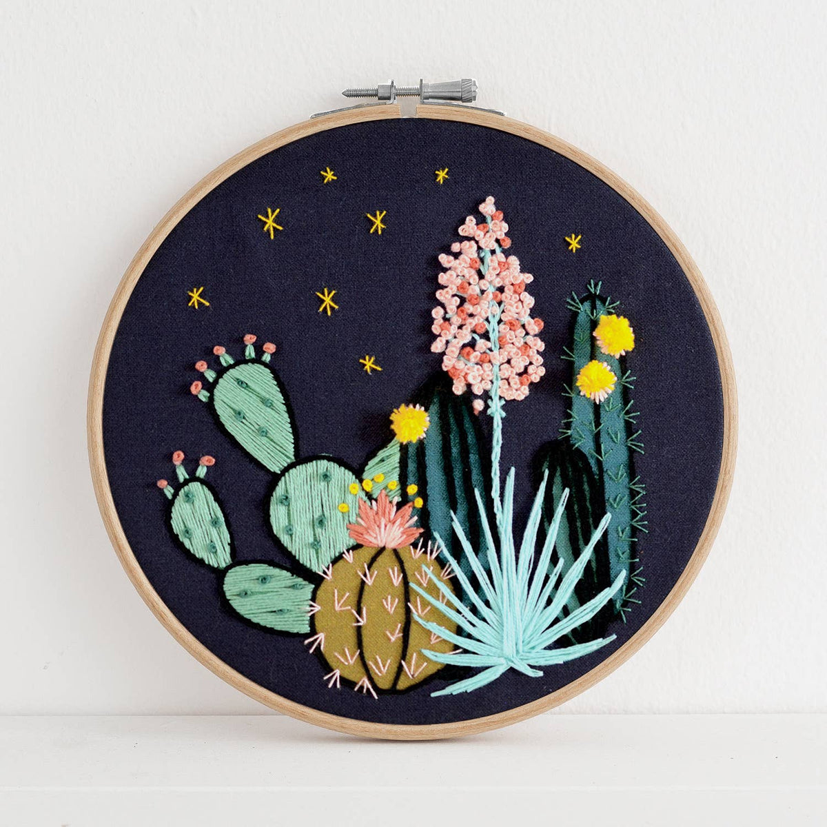 Night Cactus Hand Embroidery Kit