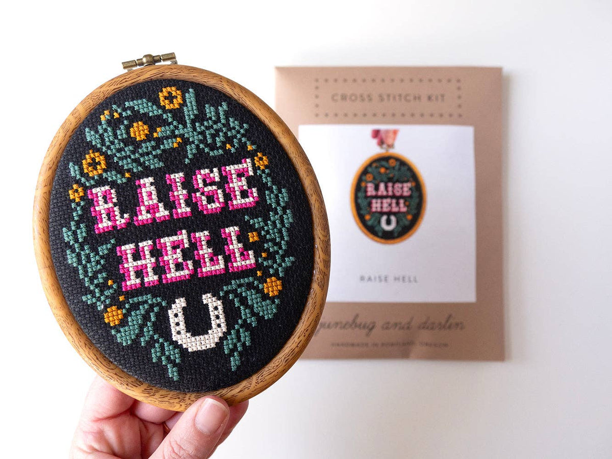Raise Hell Cross Stitch Kit-Stitched Modern