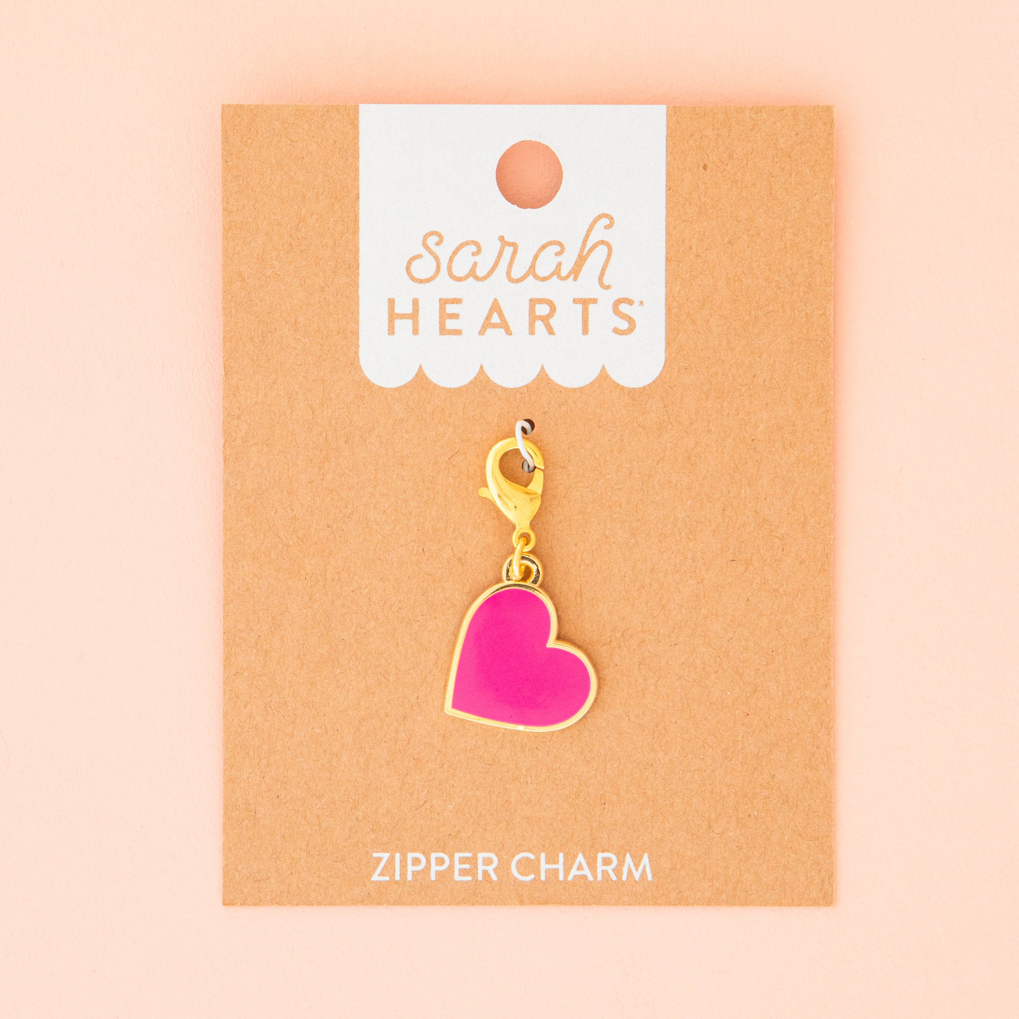 Pink Heart Removable Zipper Charm - Stitched Modern