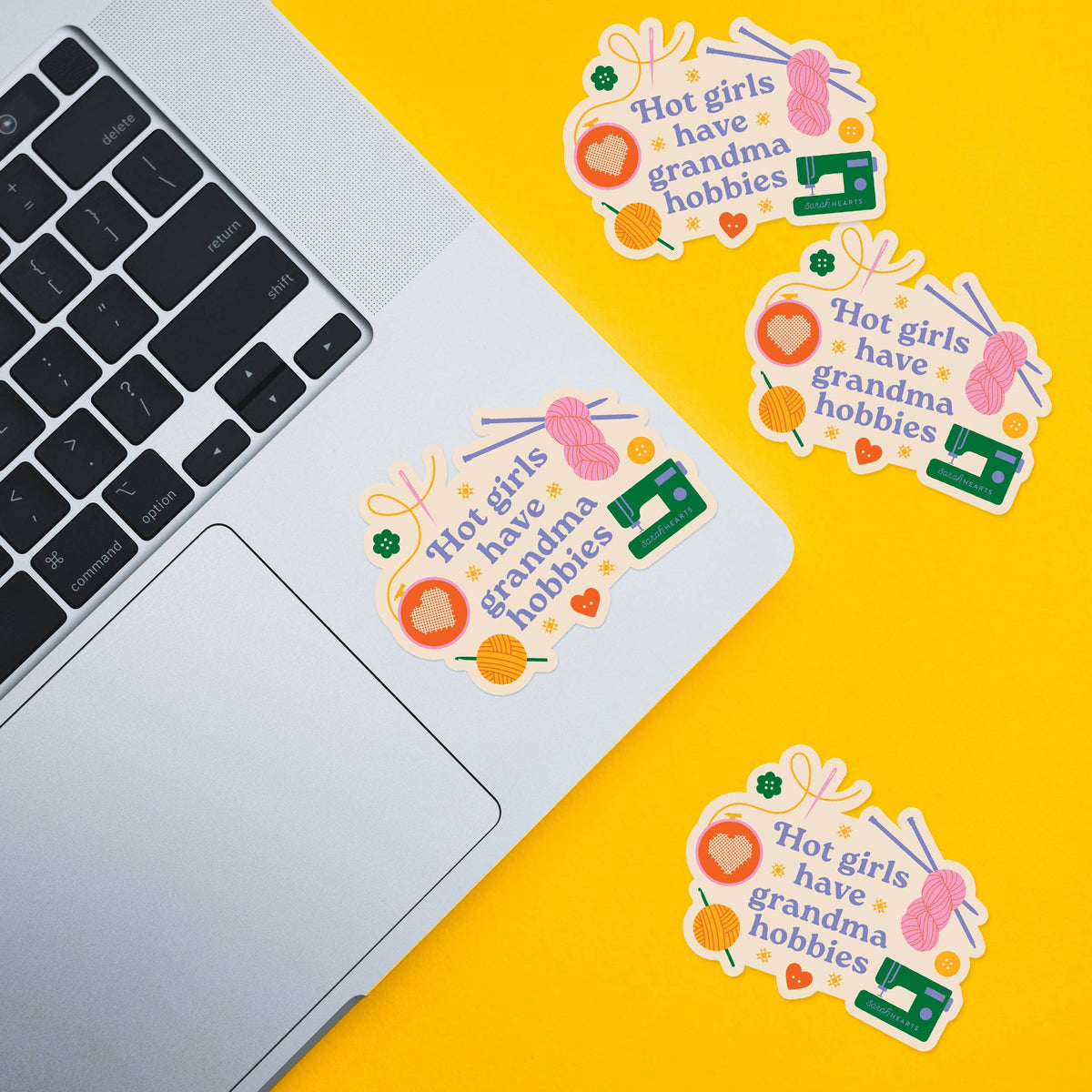 Hot Girls Have Grandma Hobbies Sticker-Stitched Modern