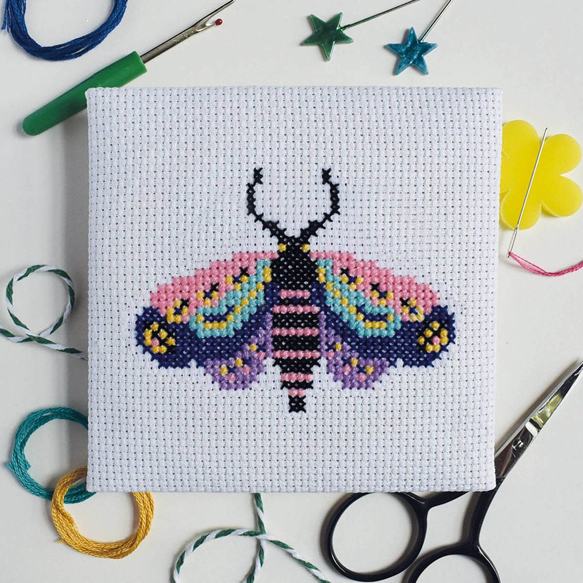 Moth Mini Cross Stitch Kit-Stitched Modern