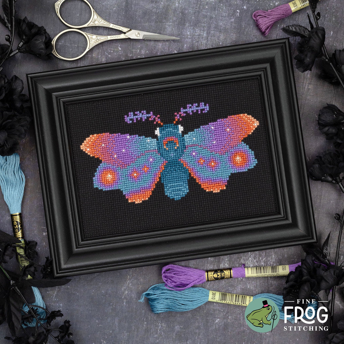 Rising Sun Moth Cross Stitch Pattern