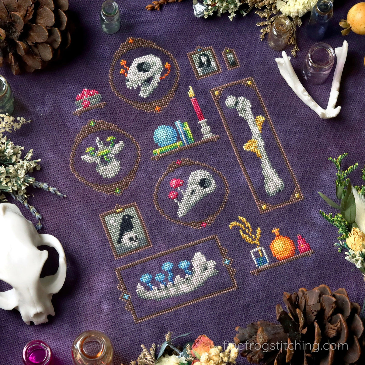 Femurs and Fungi Cross Stitch Pattern