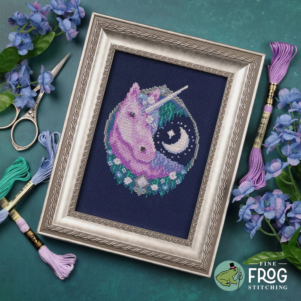 Moon Garden Unicorn Cross Stitch Pattern