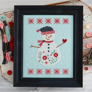 Frosted Blooms Snowman Cross Stitch Pattern