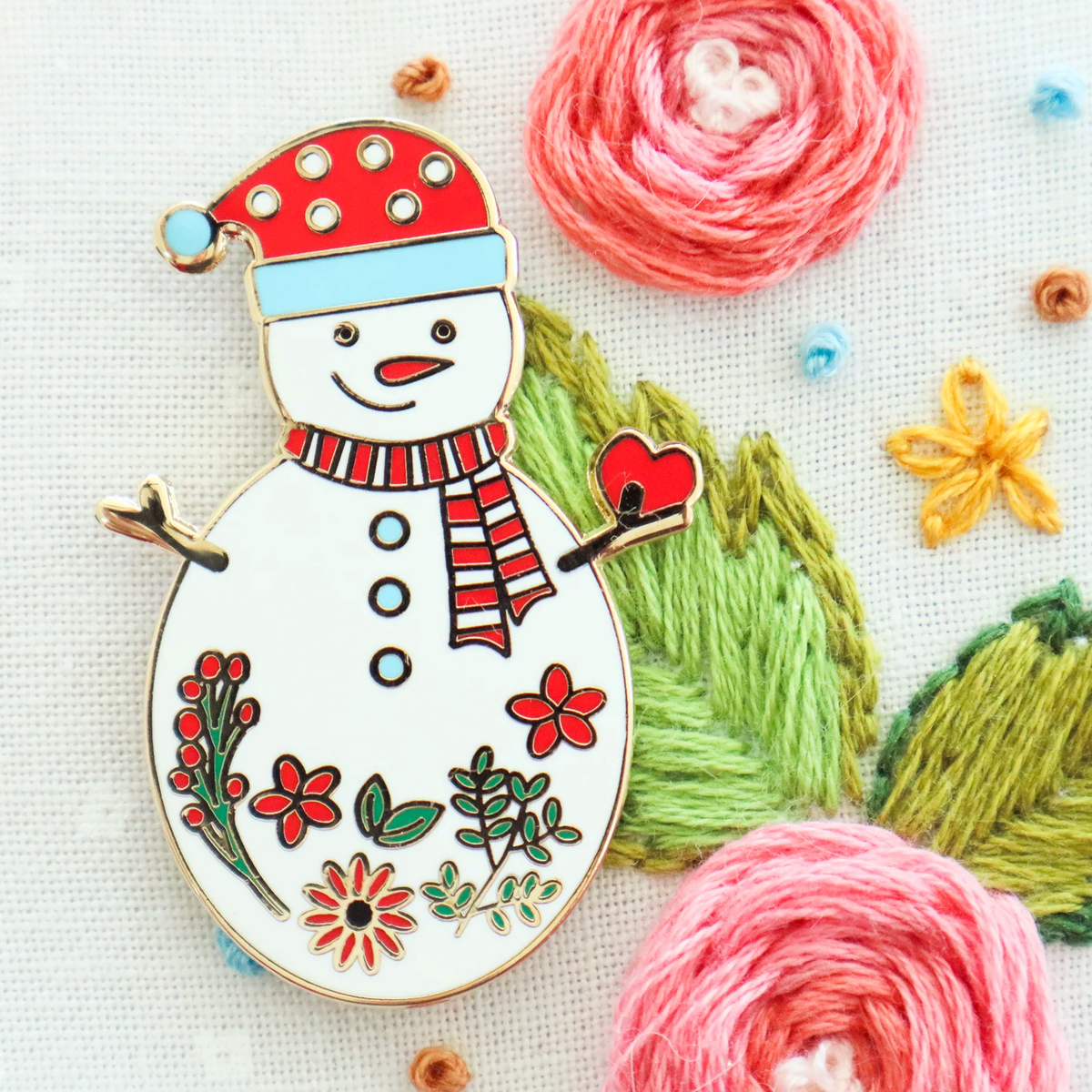 Sweet Snowman Needle Minder-Stitched Modern