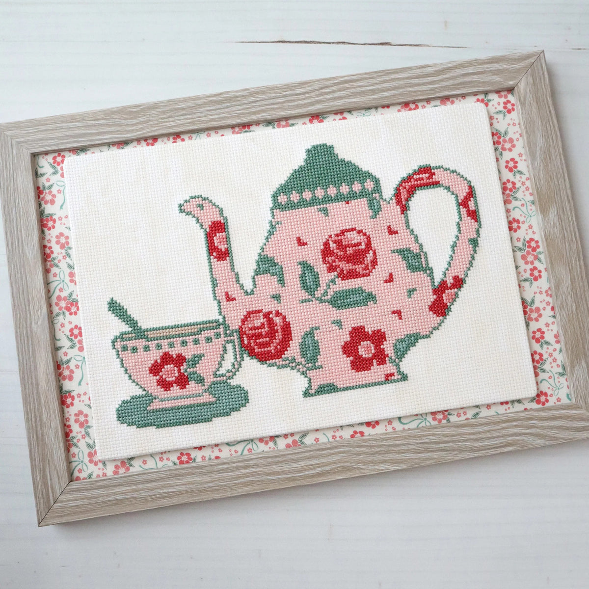 Roses Tea Set Cross Stitch Pattern
