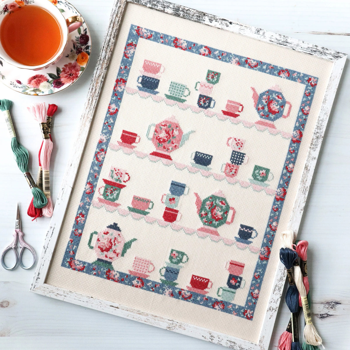 Tea Party Cross Stitch Pattern