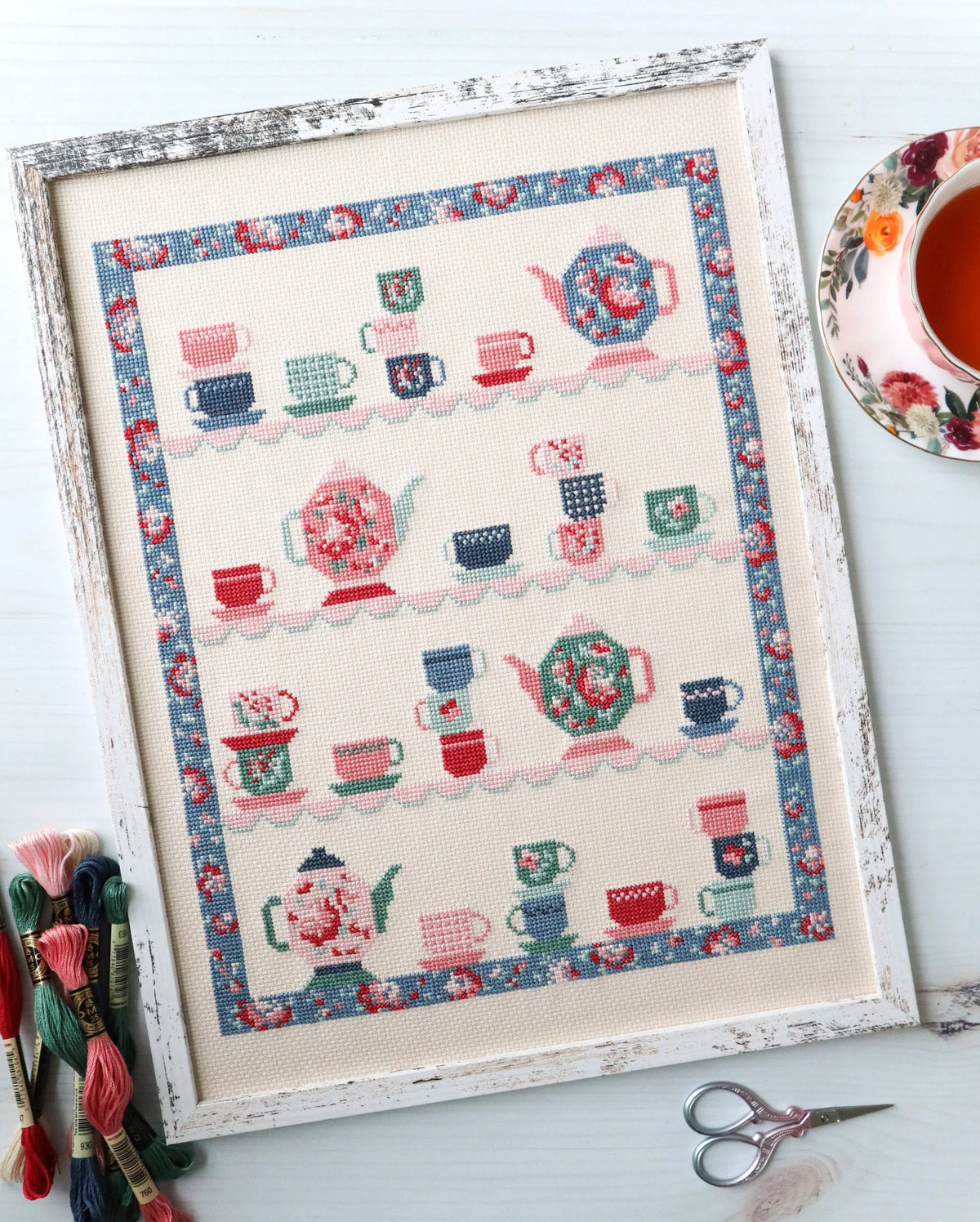 Tea Party Cross Stitch Pattern