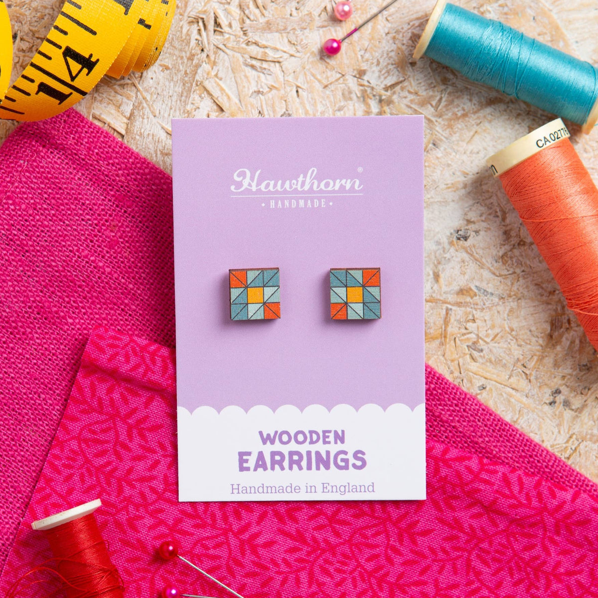 Crafty Earrings - Quilt Block