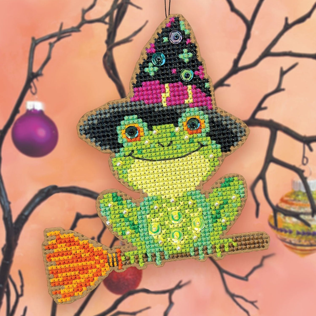 Cross Stitch Halloween Ornament Kit - Hoppy Halloween