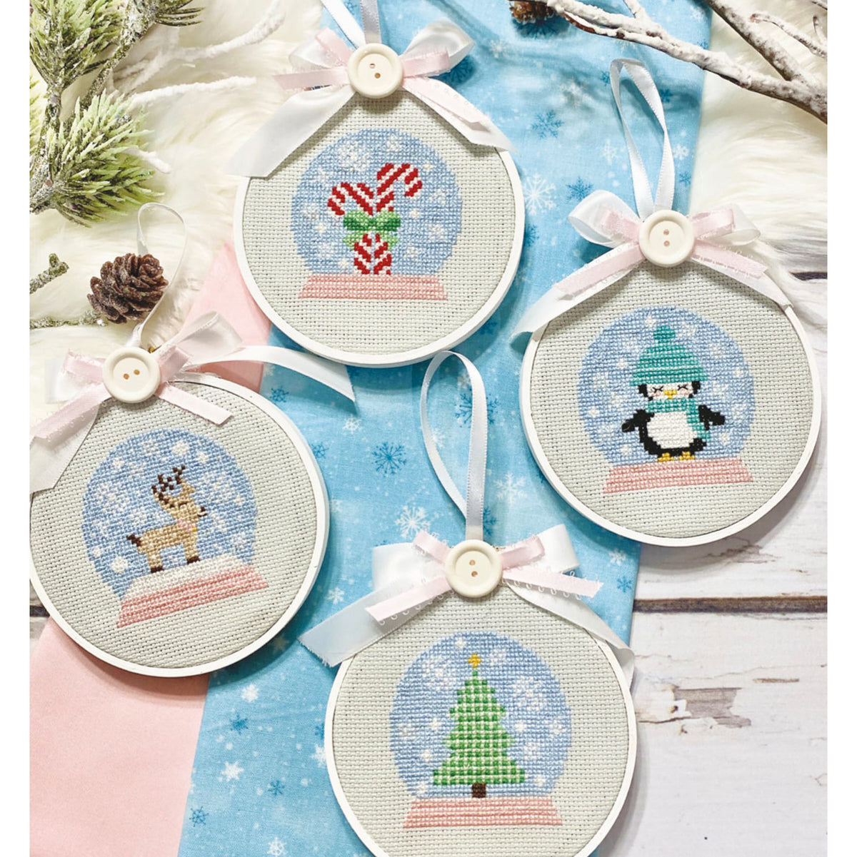 White Christmas Ornaments Cross Stitch Pattern