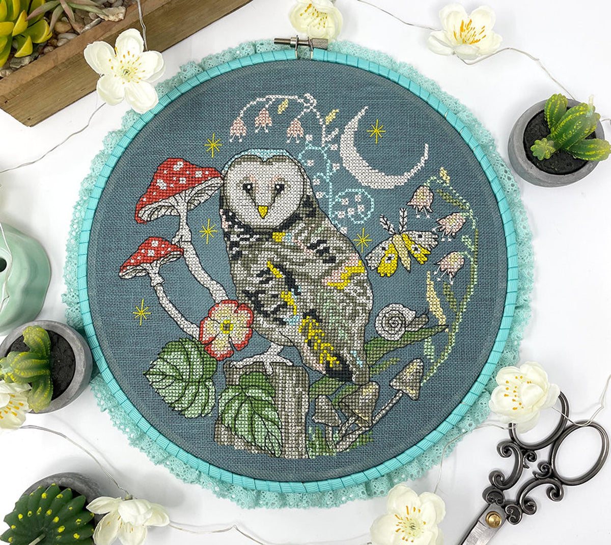 Nighttime Owl Cross Stitch Pattern