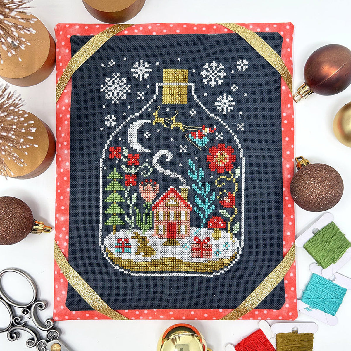 Christmas Terrarium Cross Stitch Pattern