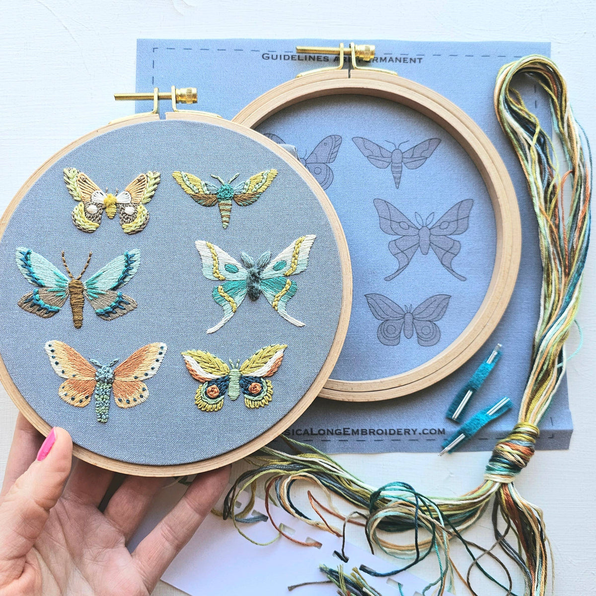 Moth Sampler Hand Embroidery Kit