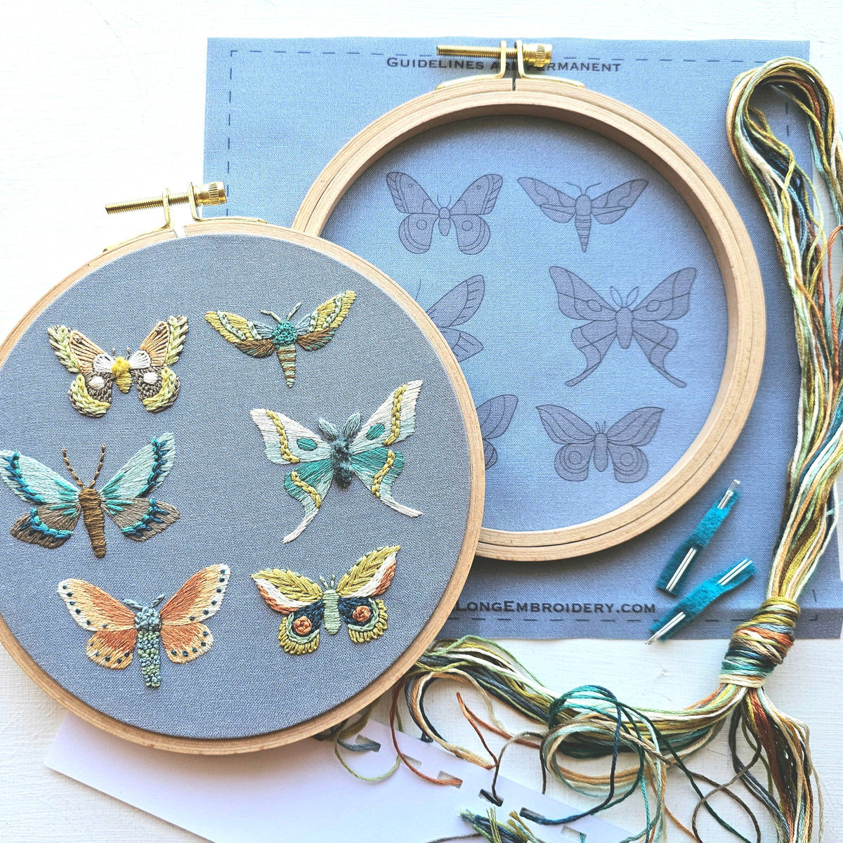 Moth Sampler Hand Embroidery Kit