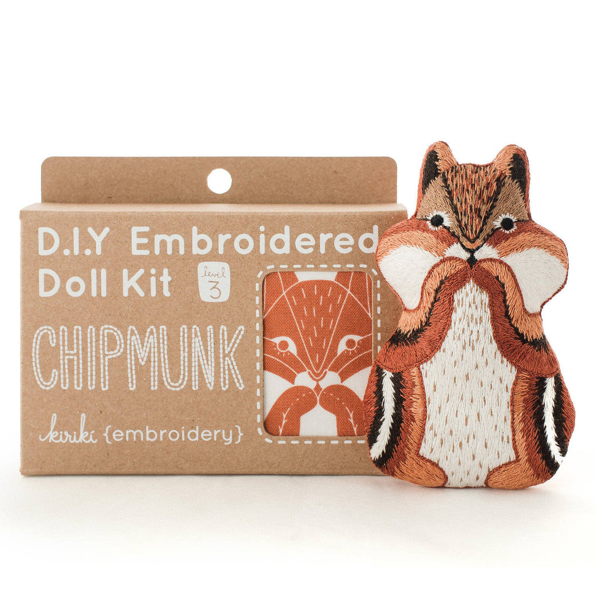 Hand Embroidered Plushie Doll Kit - Chipmunk