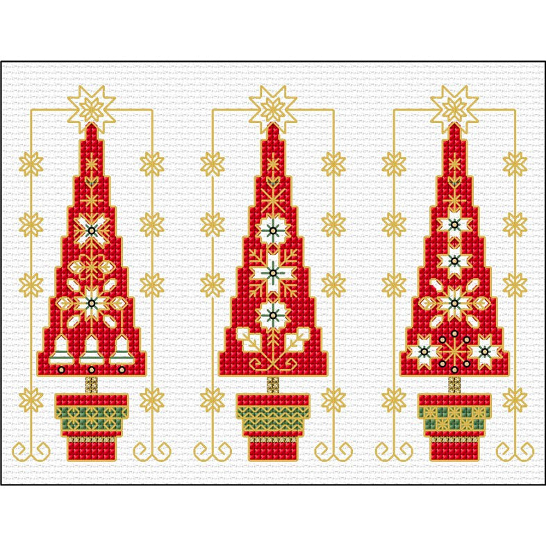 Decorative Christmas Trees Cross Stitch Pattern