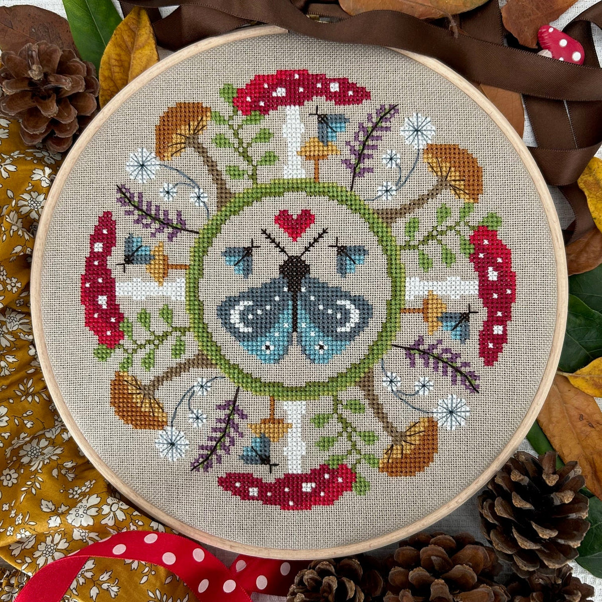 The Moth and the Mushroom Cross Stitch Pattern
