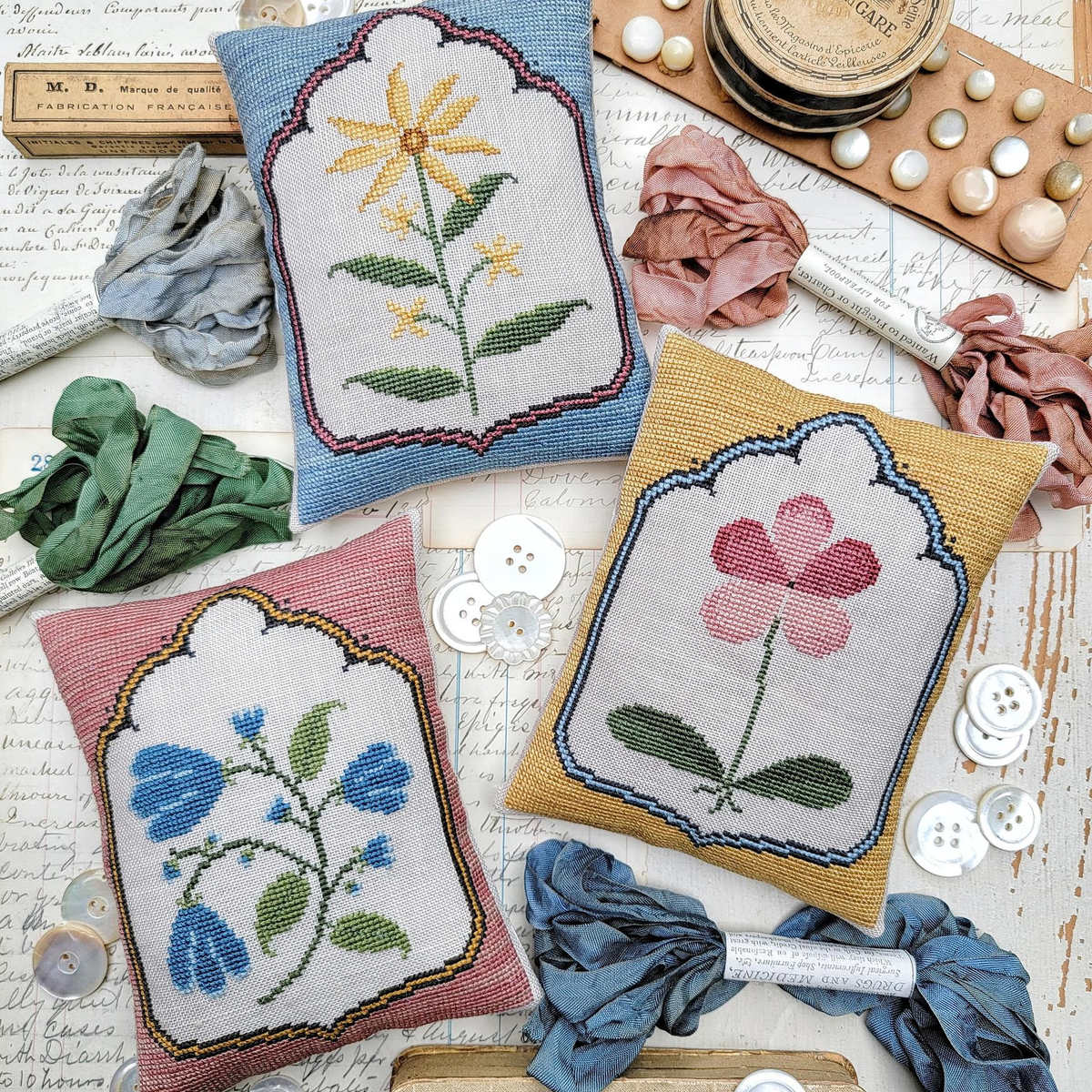 Petal Collection Cross Stitch Pattern-Stitched Modern