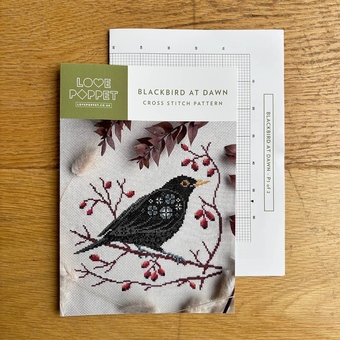 Blackbird at Dawn Cross Stitch Pattern