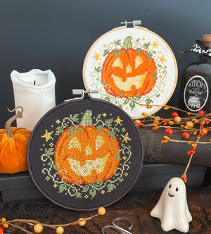Pumpkin and Stars Cross Stitch Pattern