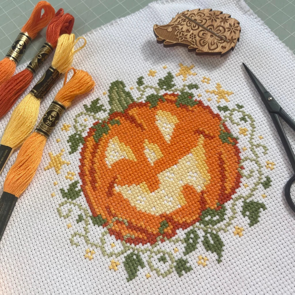Pumpkin and Stars Cross Stitch Pattern
