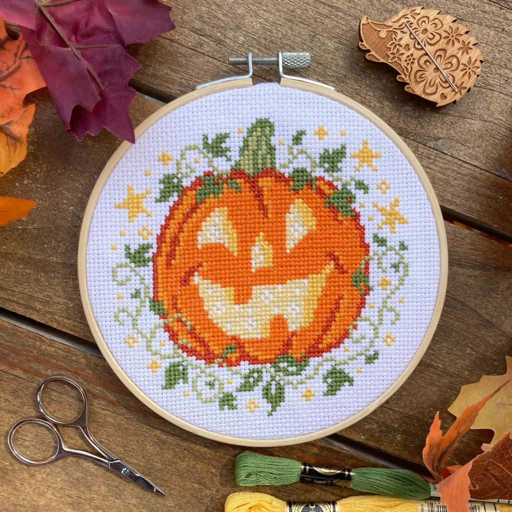 Pumpkin and Stars Cross Stitch Pattern