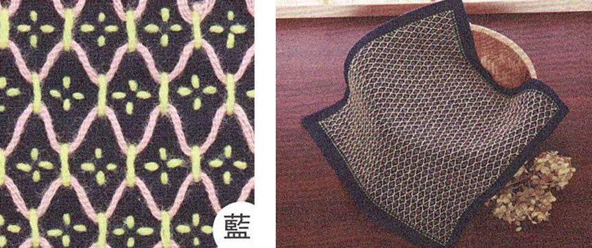 Sashiko Weaving (Kuguri-Sashi) Sampler Cloth - Kikkoh Hansashi Navy