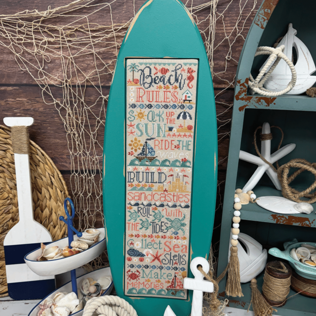 Beach Rules Cross Stitch Pattern-Stitched Modern
