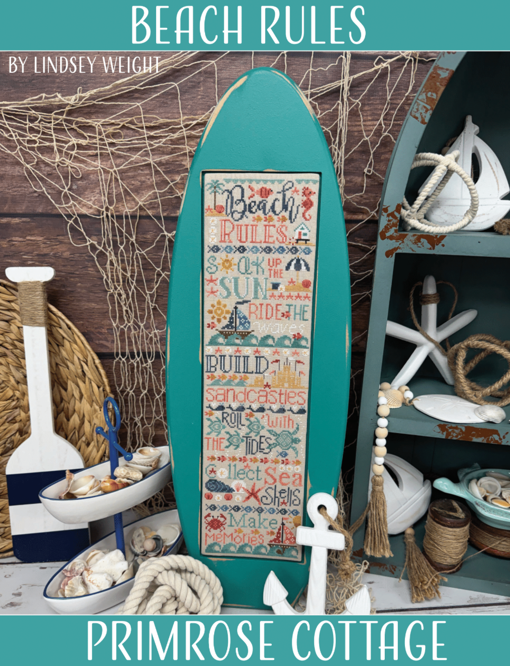 Beach Rules Cross Stitch Pattern-Stitched Modern