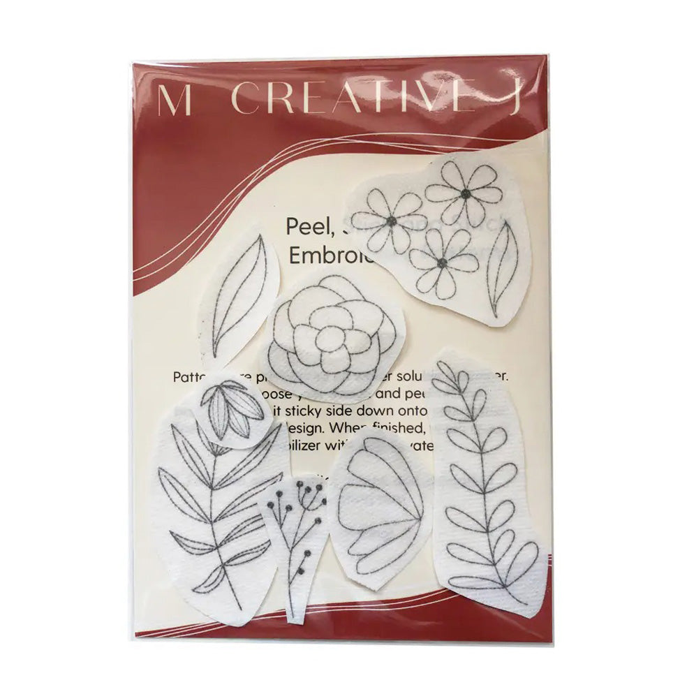 Peel, Stick, and Stitch Hand Embroidery Pattern -  Florals