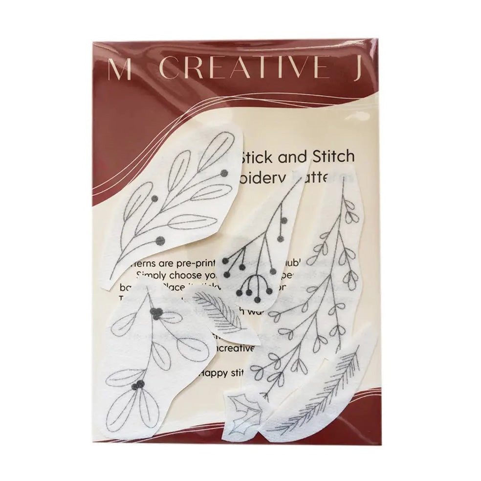 Peel, Stick, and Stitch Hand Embroidery Pattern - Winter Botanicals