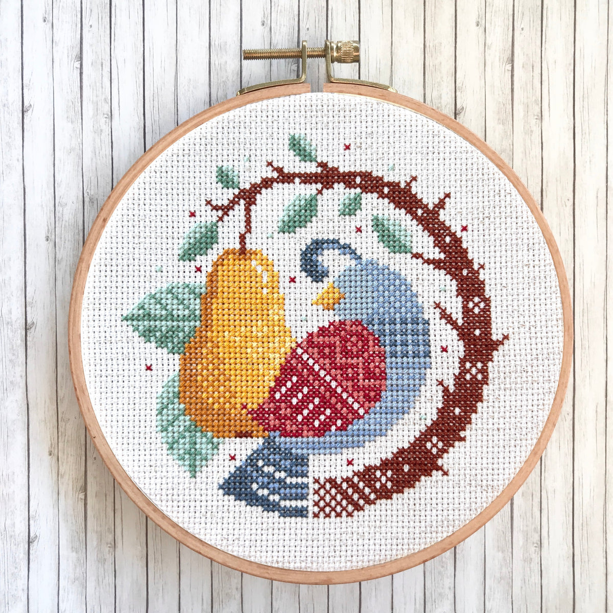 Partridge &amp; Pear Cross Stitch Pattern