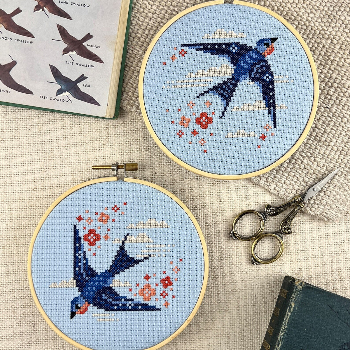 Swooping Swallows Cross Stitch Pattern
