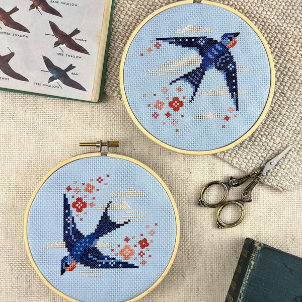 Swooping Swallows Cross Stitch Pattern - Stitched Modern