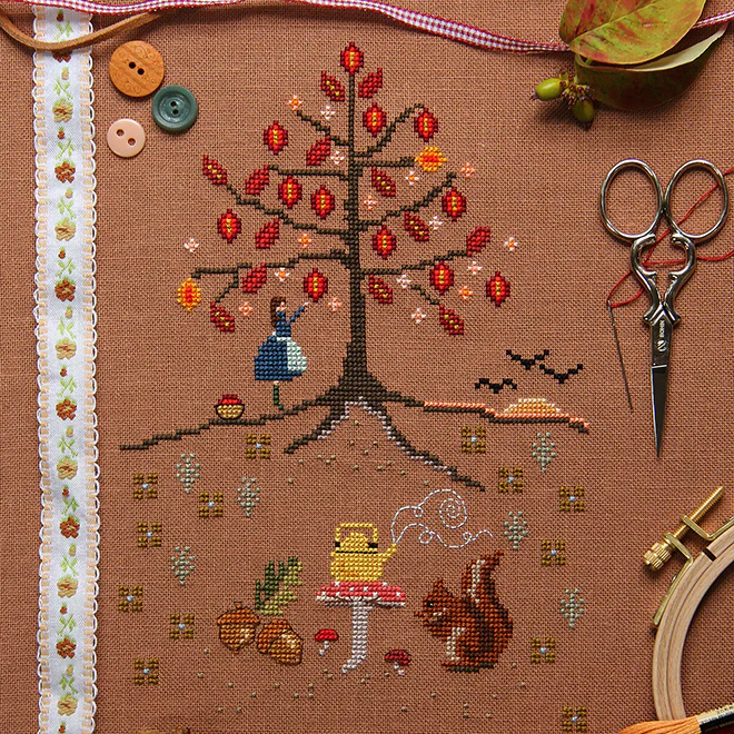 The Leaves by Hundreds Came Cross Stitch Pattern