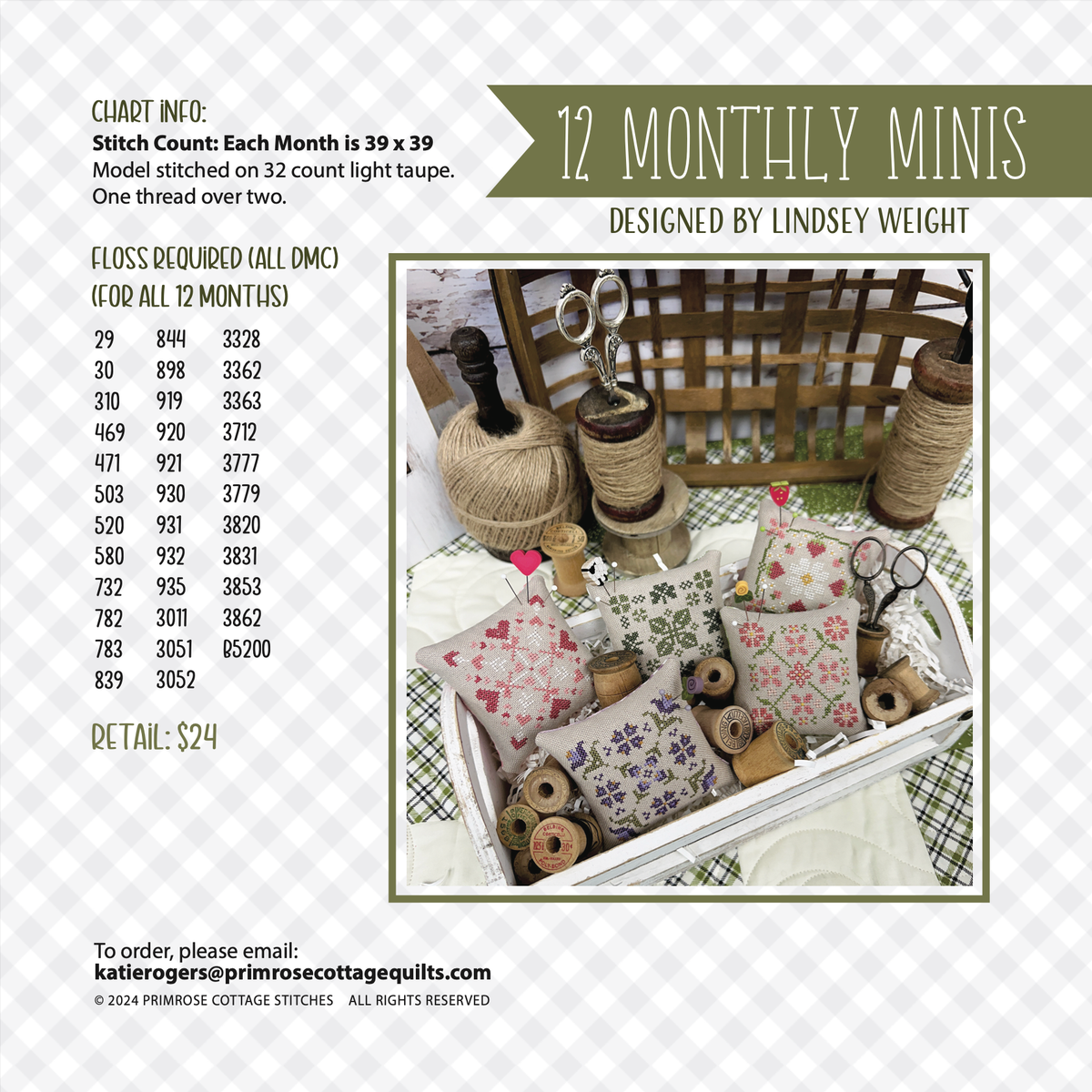 12 Monthly Minis Cross Stitch Pattern