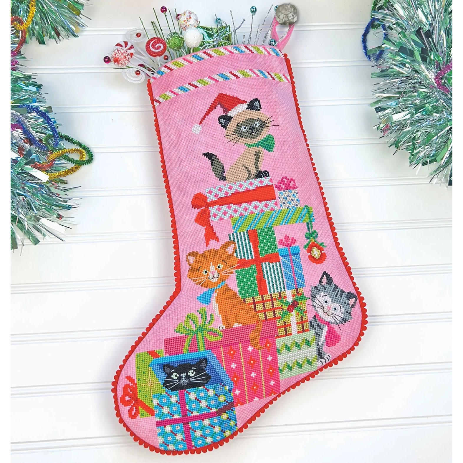 Purrfect Presents Christmas Stocking Cross Stitch Pattern