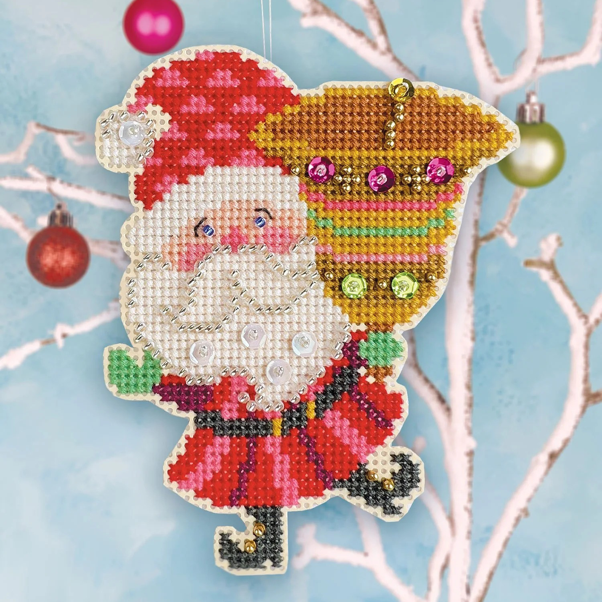Ring-a-Ding Santa Cross Stitch Ornament Kit