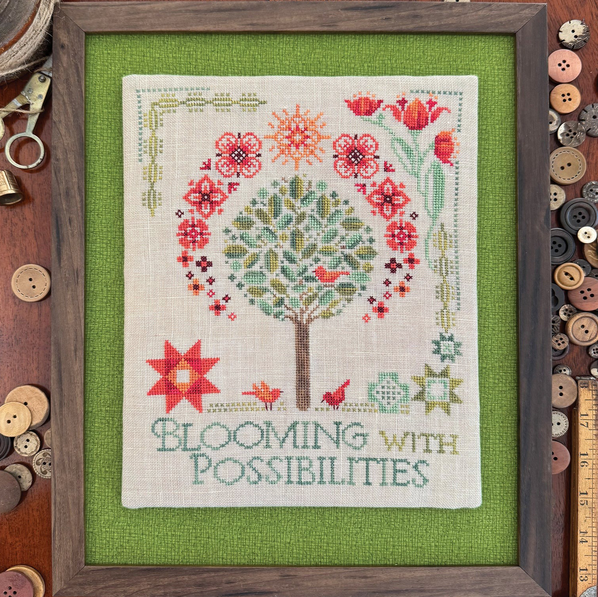 Blooming Skies Cross Stitch Pattern