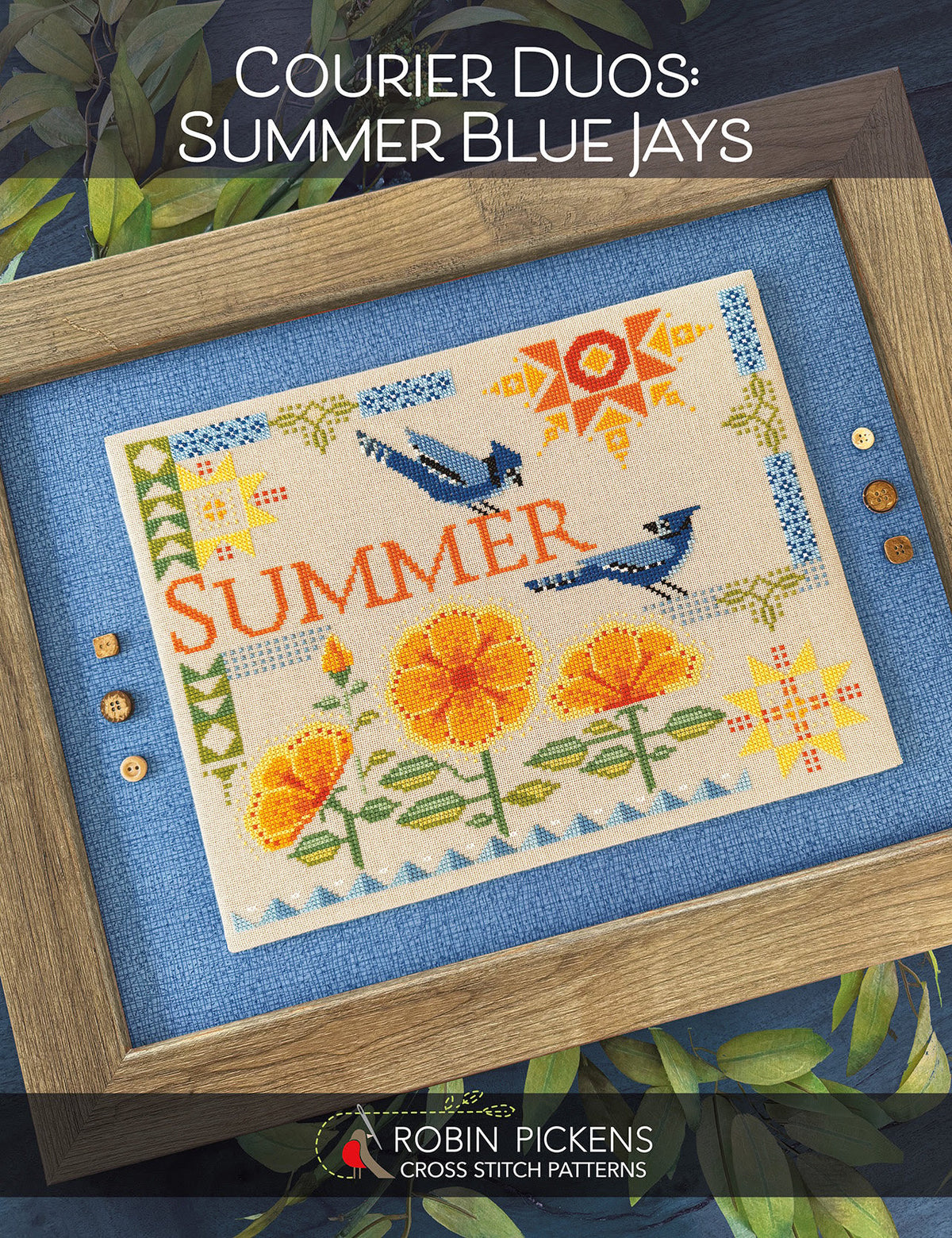Courier Duos Cross Stitch Pattern - Summer Blue Jays