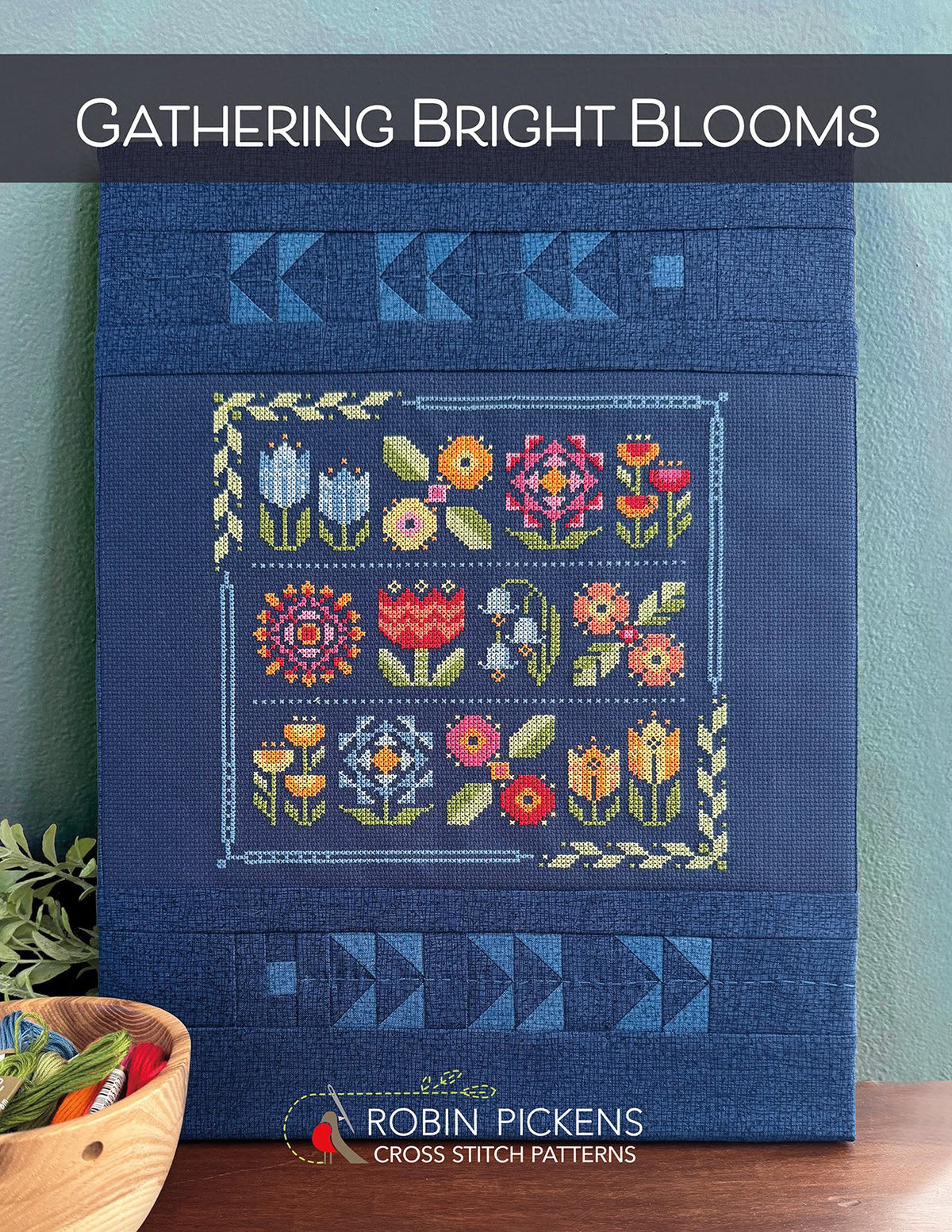 Gathering Bright Blooms Cross Stitch Pattern