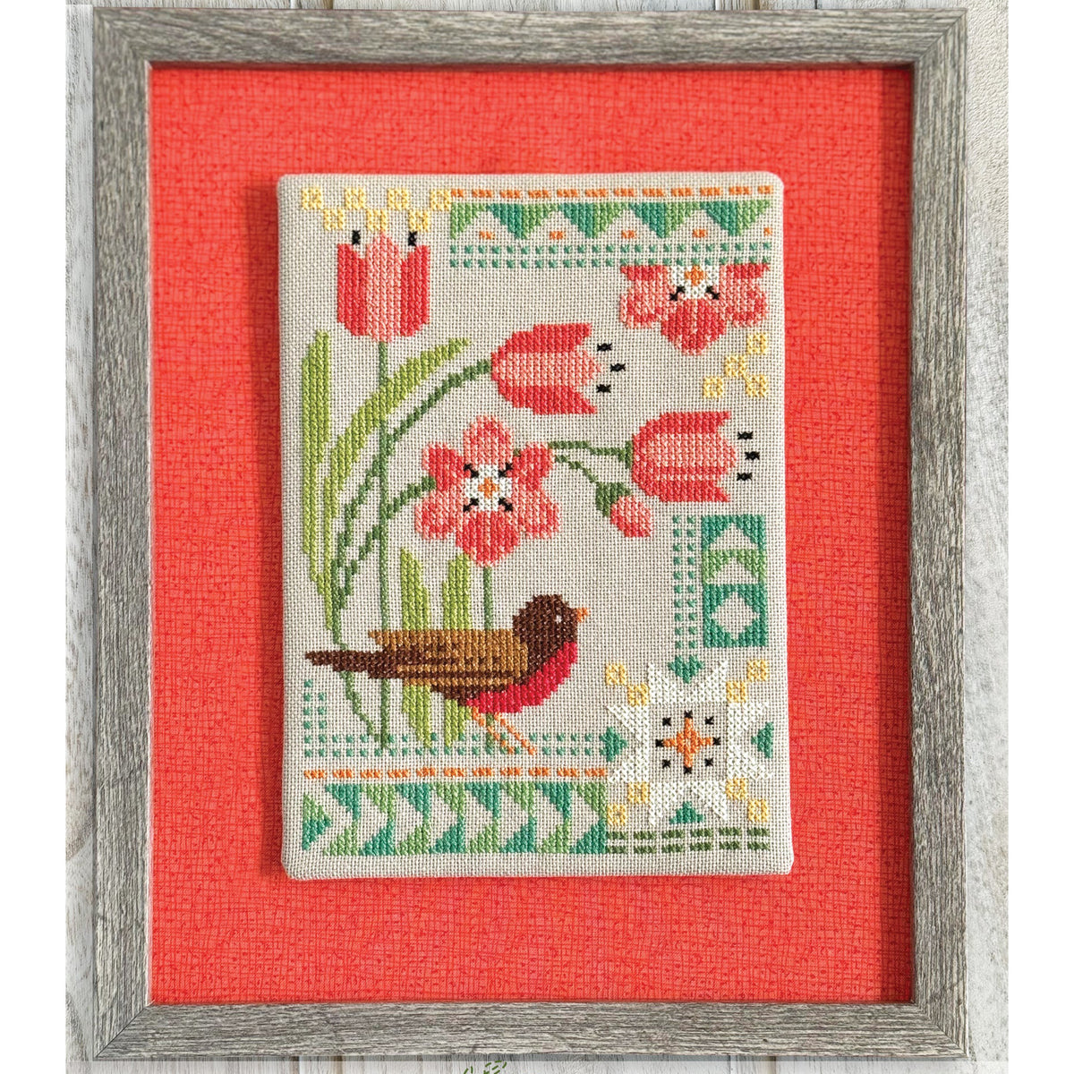 Seasonal Courier Cross Stitch Pattern - Robin&#39;s Spring