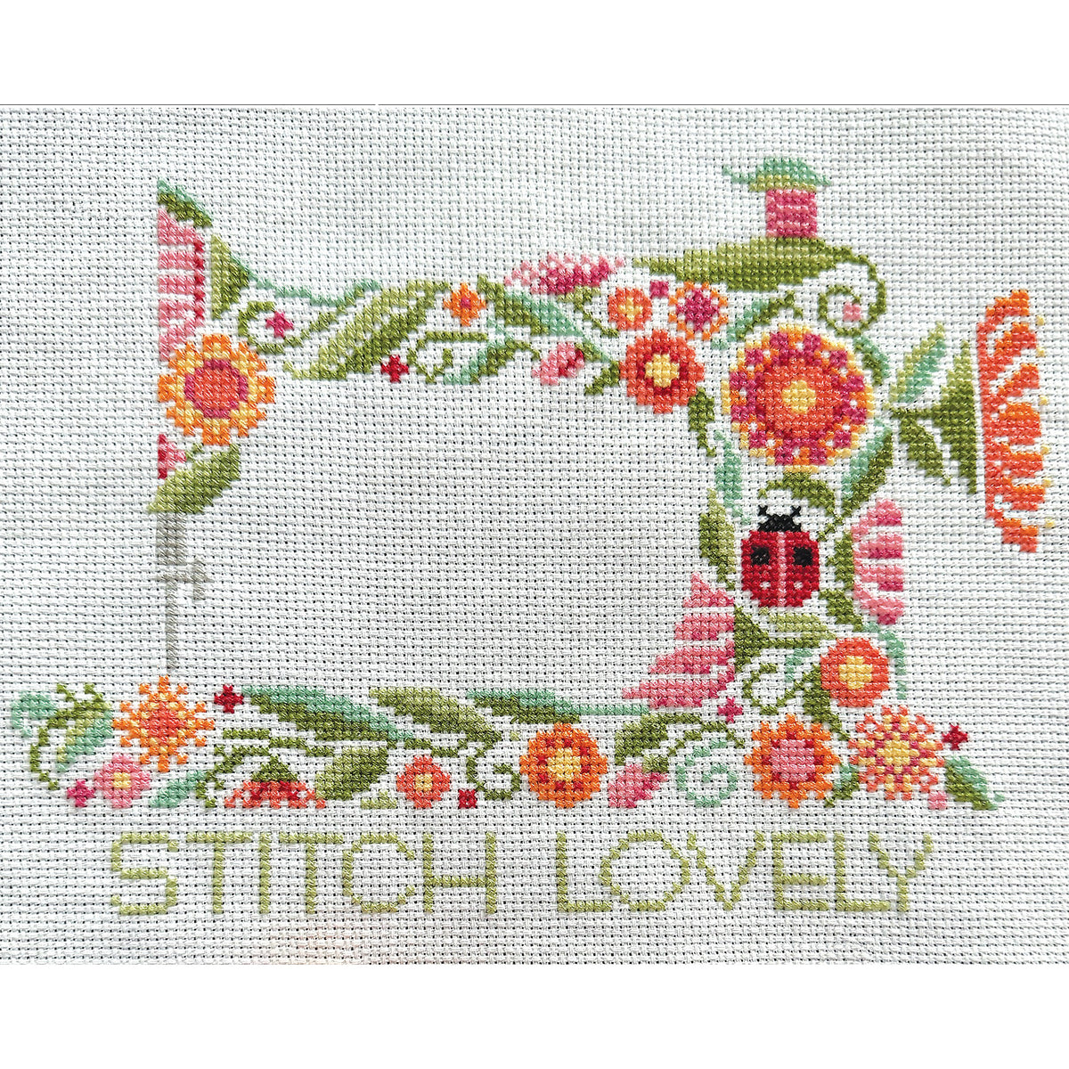 Stitch Lovely Floral Sewing Machine Cross Stitch Pattern - Stitched Modern