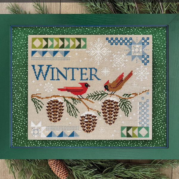 Courier Duos Cross Stitch Pattern - Winter Cardinals - Stitched Modern