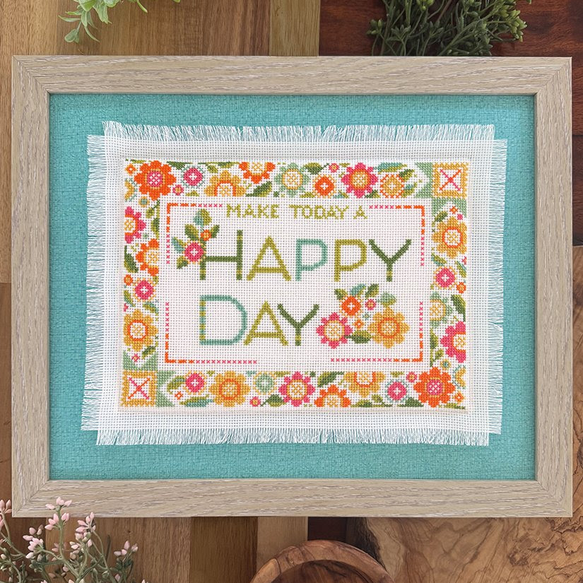 Happy Day Cross Stitch Pattern-Stitched Modern
