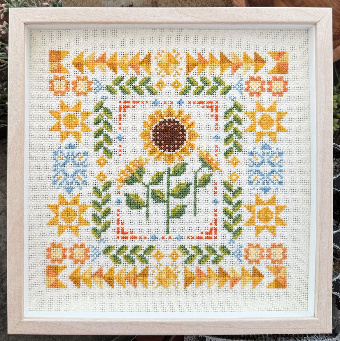 Sweater Weather Cross Stitch Pattern - Summer Sunflower-Stitched Modern