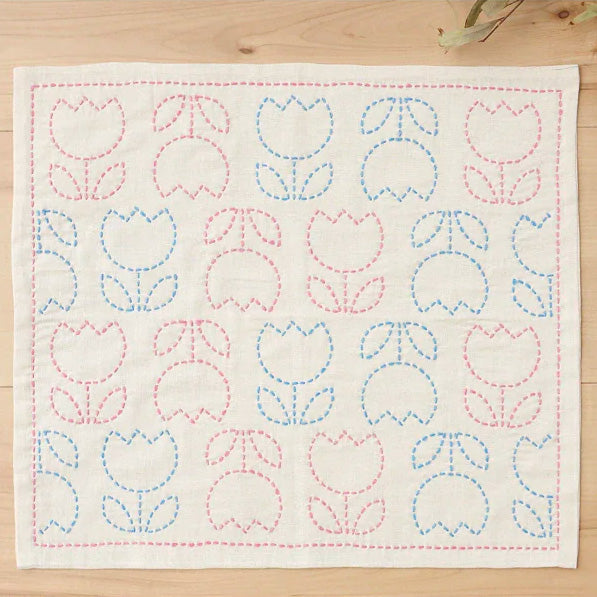 Japanese Sashiko Sampler Kit - Scandi Tulips