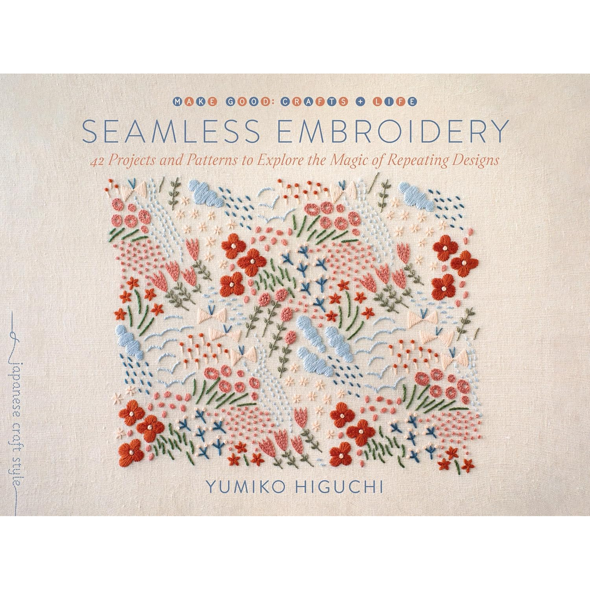 Book cover of 'Seamless Embroidery' with embroidery design and author's name.